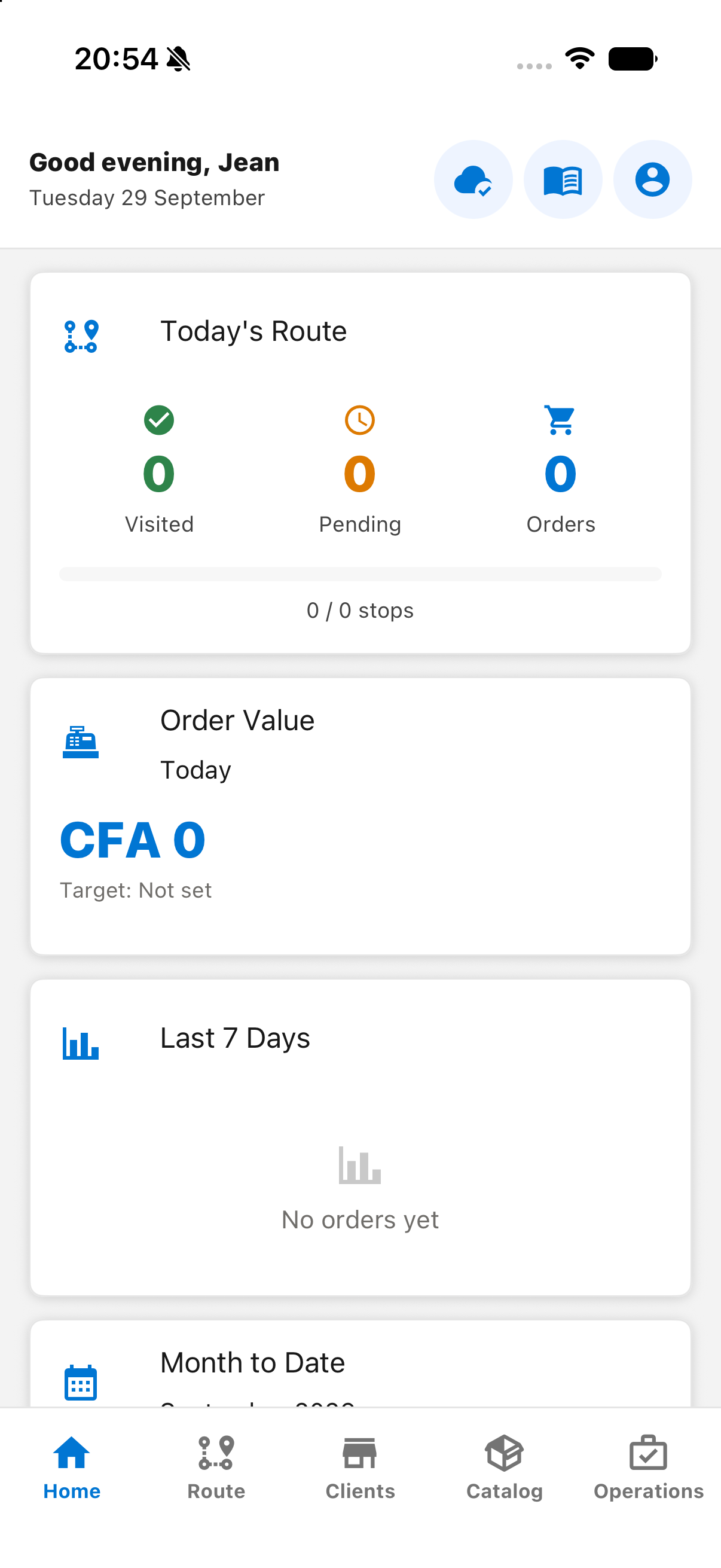 Accueil de l’application CRM Excellia — capture iOS de démonstration